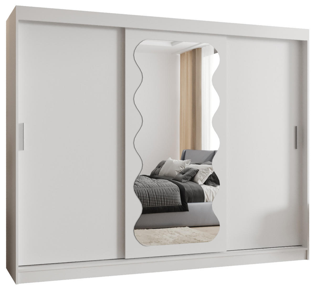 SCHWEBETÜRENSCHRANK 200/250/62 3-türig - Silberfarben/Weiß, Holz (250/200/62cm) - MÖBEL KRYSPOL