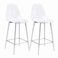 BARHOCKER 2er-Set transparent mit Metallgestell Silber - Silberfarben, Metall (45/102/51cm) - Meubliv