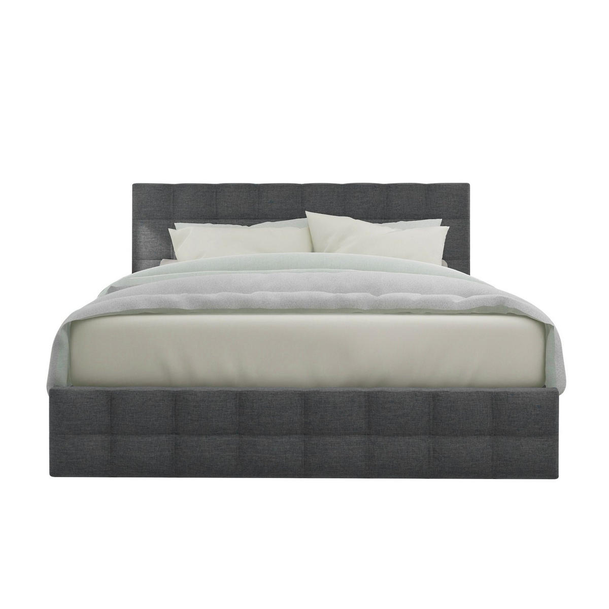 TAPECIRANI krevet 140/200 cm sivi od lana s 4 ladice i podesivim uzglavljem - siva, tekstil (140/200cm) - OKWISH