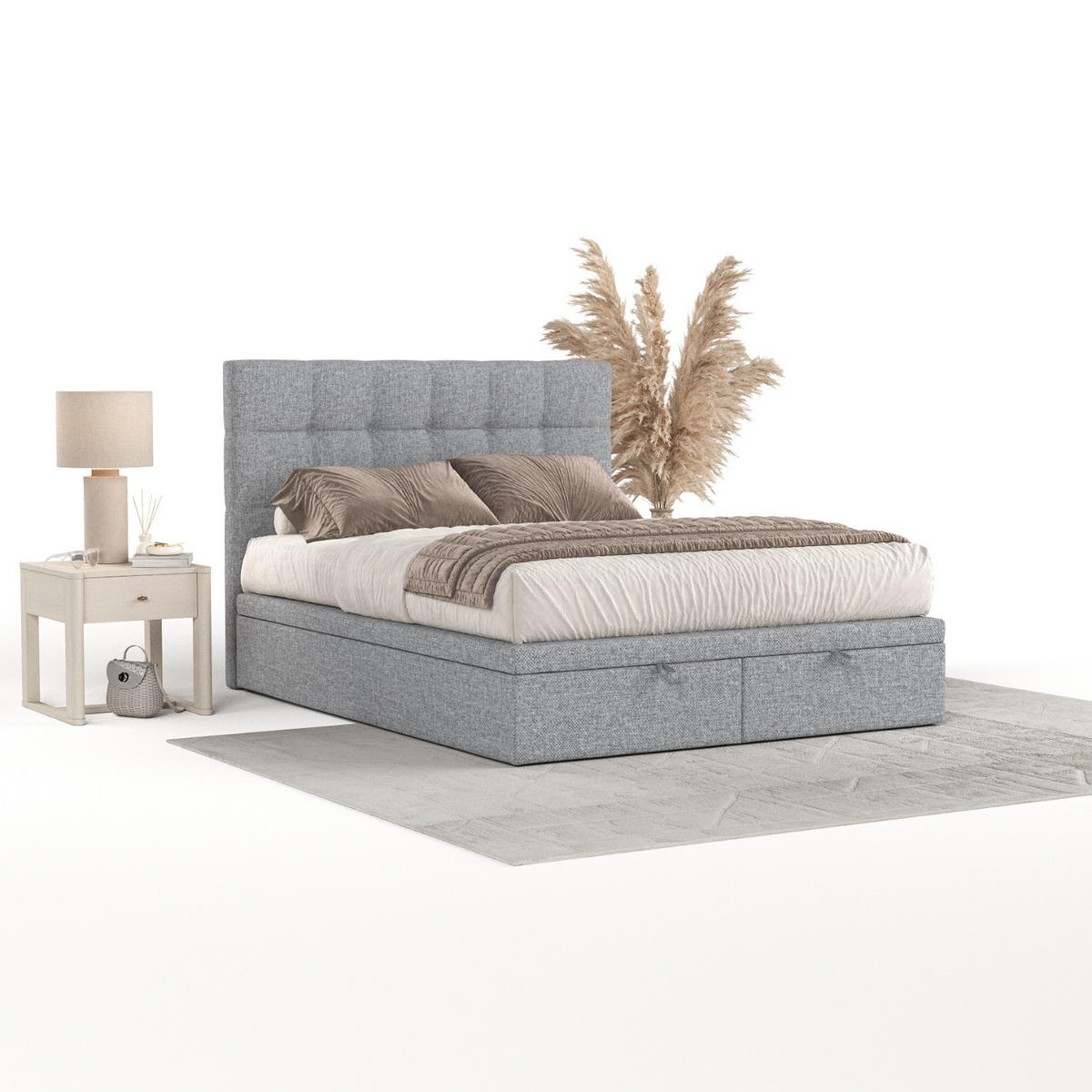 POLSTERBETT Guam mit Stauraum 140/200 cm Grau im Alta Stoff - Schwarz/Grau, Holz/Holzwerkstoff (140/200cm) - AltaBeds