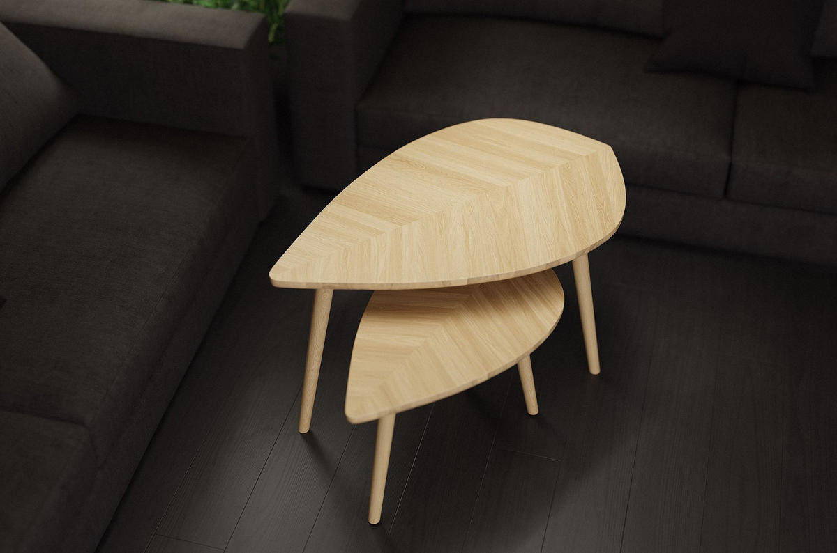COUCHTISCH Blatt P2M, Eichenholz , blattförmig , 69 cm - Eichefarben, Eichenholz/Holz (37.5/67/50cm) - Onemarket