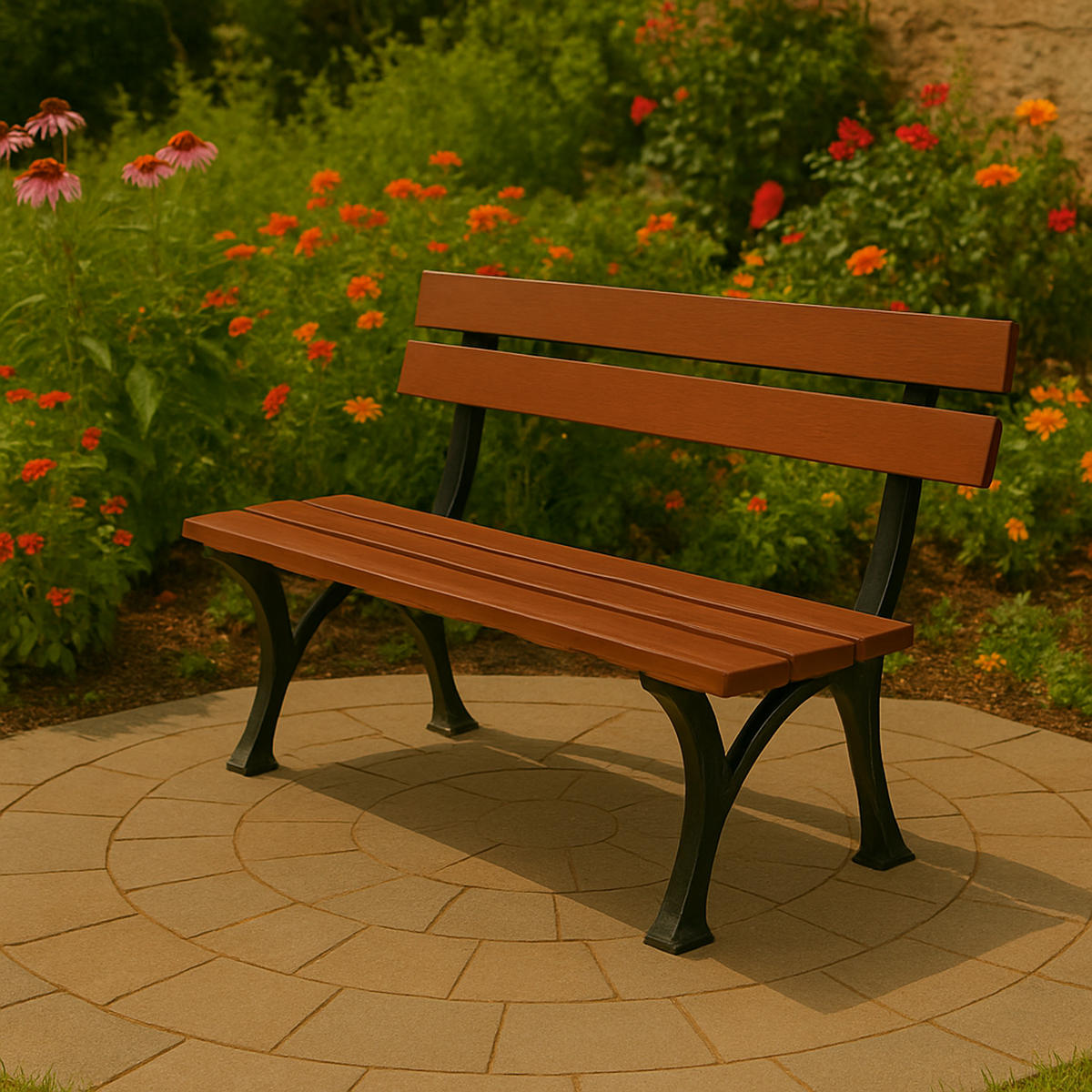 GARTENBANK Lüttich, 4-sitzer, Gusseisen schwarz, Eukalyptusholz - Schwarz, Metall (180/72/61cm) - TPFGarden