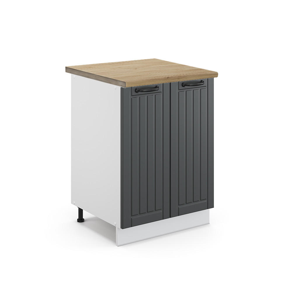 KÜCHENUNTERSCHRANK Fame-Line Anthrazit Landhaus 60 cm, AP Eiche - Dunkelgrau/Anthrazit, Holzwerkstoff (60/82/60cm) - Vicco