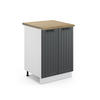 KÜCHENUNTERSCHRANK Fame-Line Anthrazit Landhaus 60 cm, AP Eiche - Dunkelgrau/Anthrazit, Holzwerkstoff (60/82/60cm) - Vicco