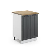 KÜCHENUNTERSCHRANK Fame-Line Anthrazit Landhaus 60 cm, AP Eiche - Dunkelgrau/Anthrazit, Holzwerkstoff (60/82/60cm) - Vicco