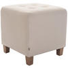 SITZWÜRFEL eckig 45/45/46 cm Stoff creme - Creme/Naturfarben, Holz/Textil (45/46/45cm) - CLP
