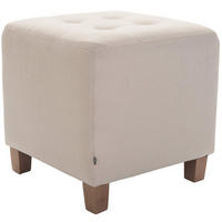 SITZWÜRFEL eckig 45/45/46 cm Stoff creme - Creme/Naturfarben, Holz/Textil (45/46/45cm) - CLP