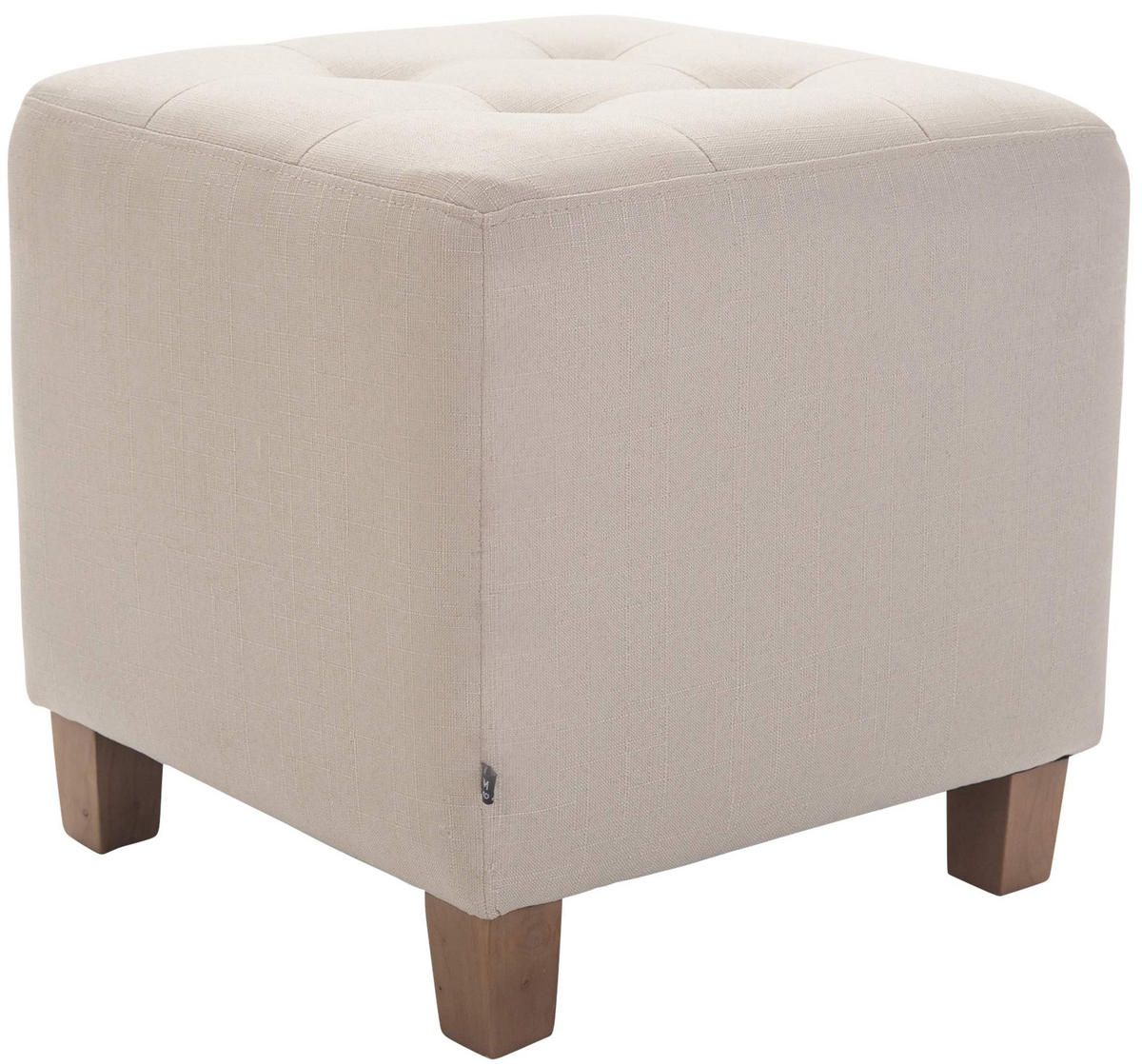 SITZWÜRFEL eckig 45/45/46 cm Stoff creme - Creme/Naturfarben, Holz/Textil (45/46/45cm) - CLP