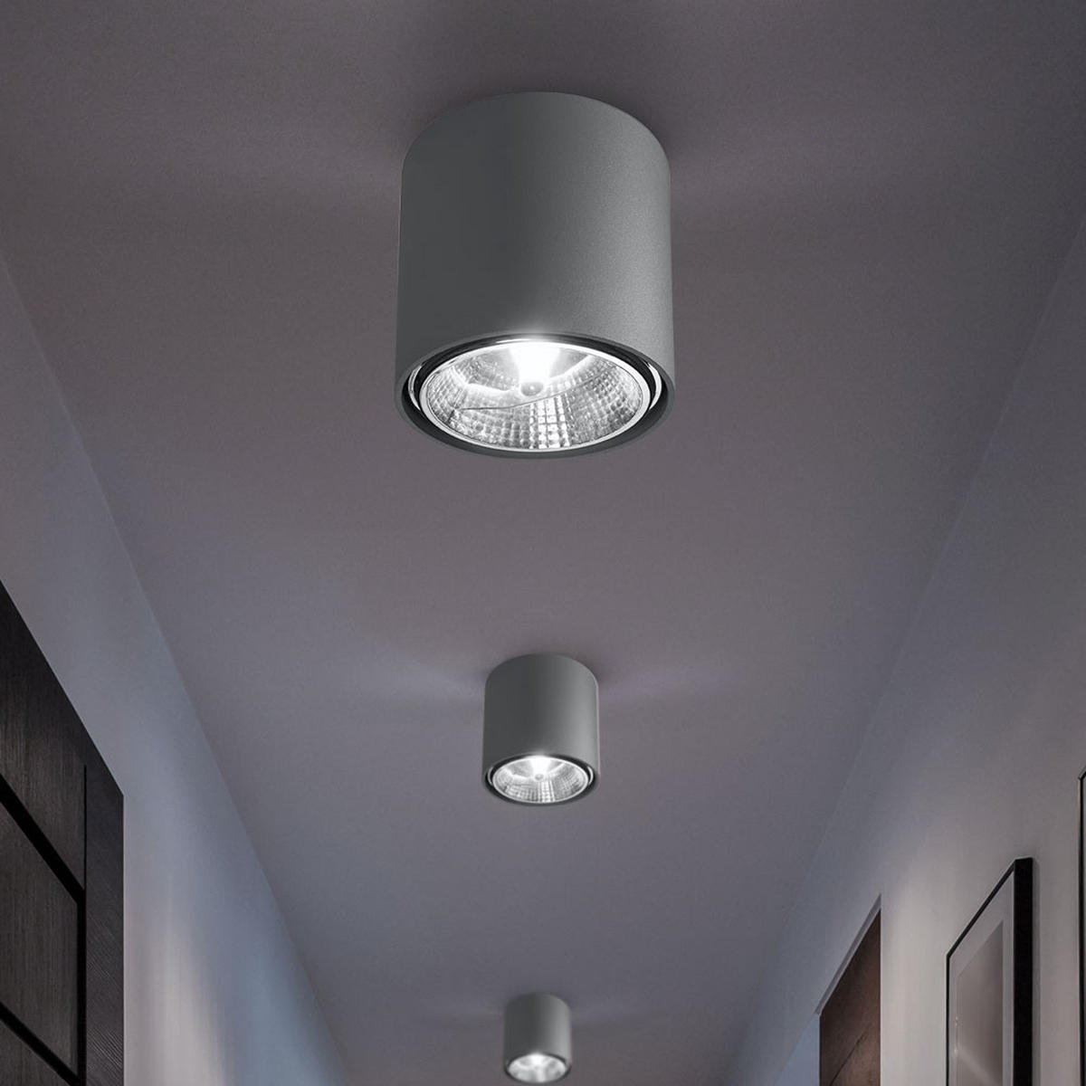 LED DECKENLEUCHTE Kunststoff Weiß - Grau, Metall (12/12/11cm)