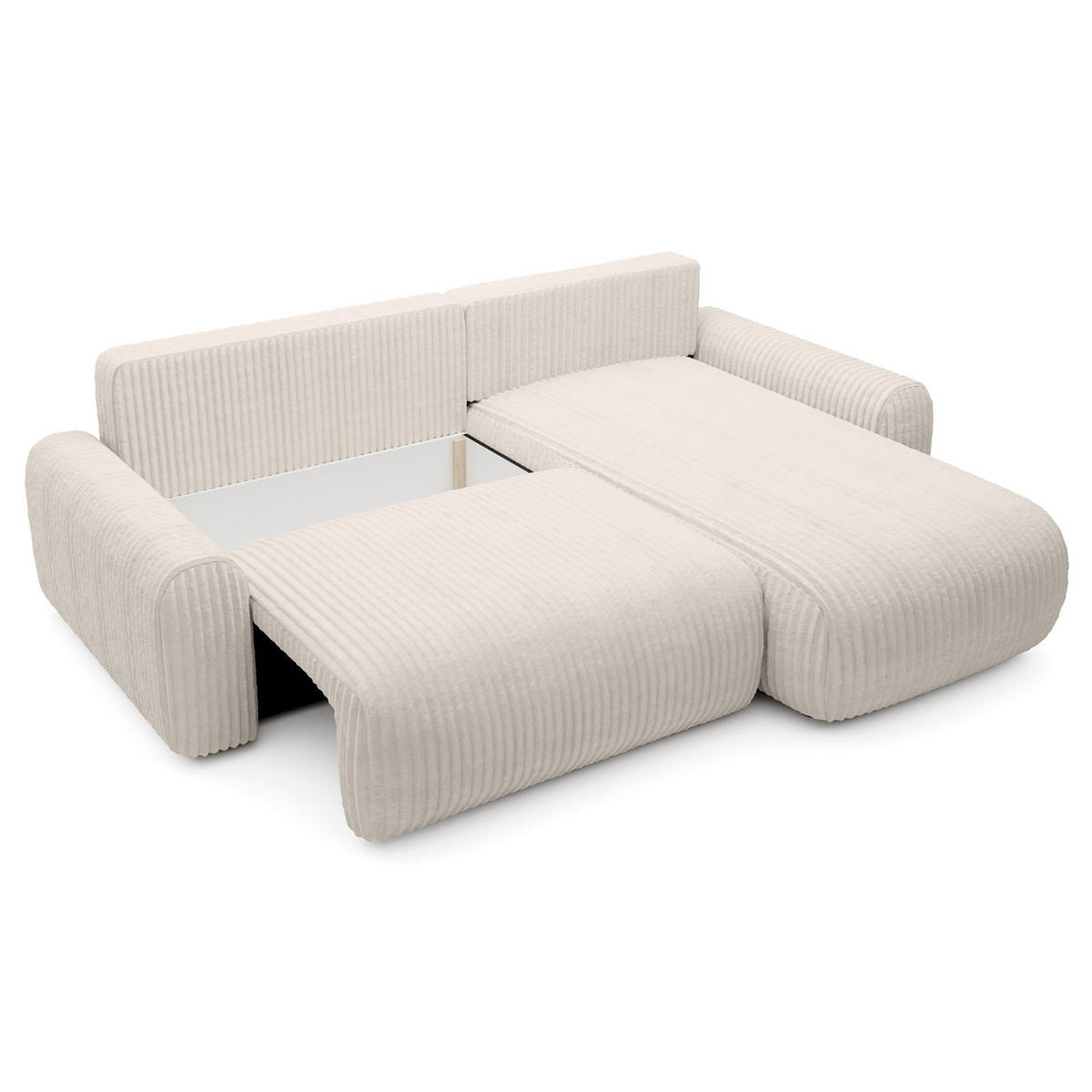 ECKSOFA Lelu Creme beidseitig - Creme/Schwarz, Kunststoff/Textil (245/165cm) - Selsey