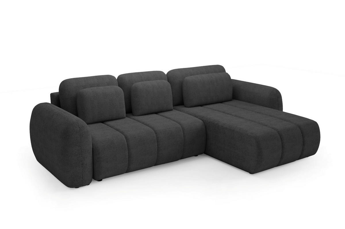 ECKSOFA mit Schlaffunktion Premium Graphitfarben - Schwarz/Graphitfarben, Holz/Holzwerkstoff (304/190cm) - Furnisell