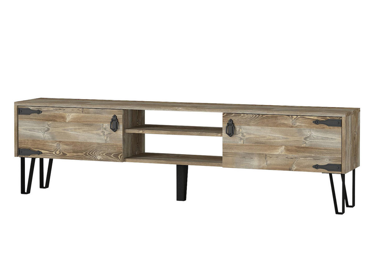 TV-LOWBOARD Costa Eiche - Eichefarben/Schwarz, Holzwerkstoff/Metall (180/49/29.5cm) - moebel17