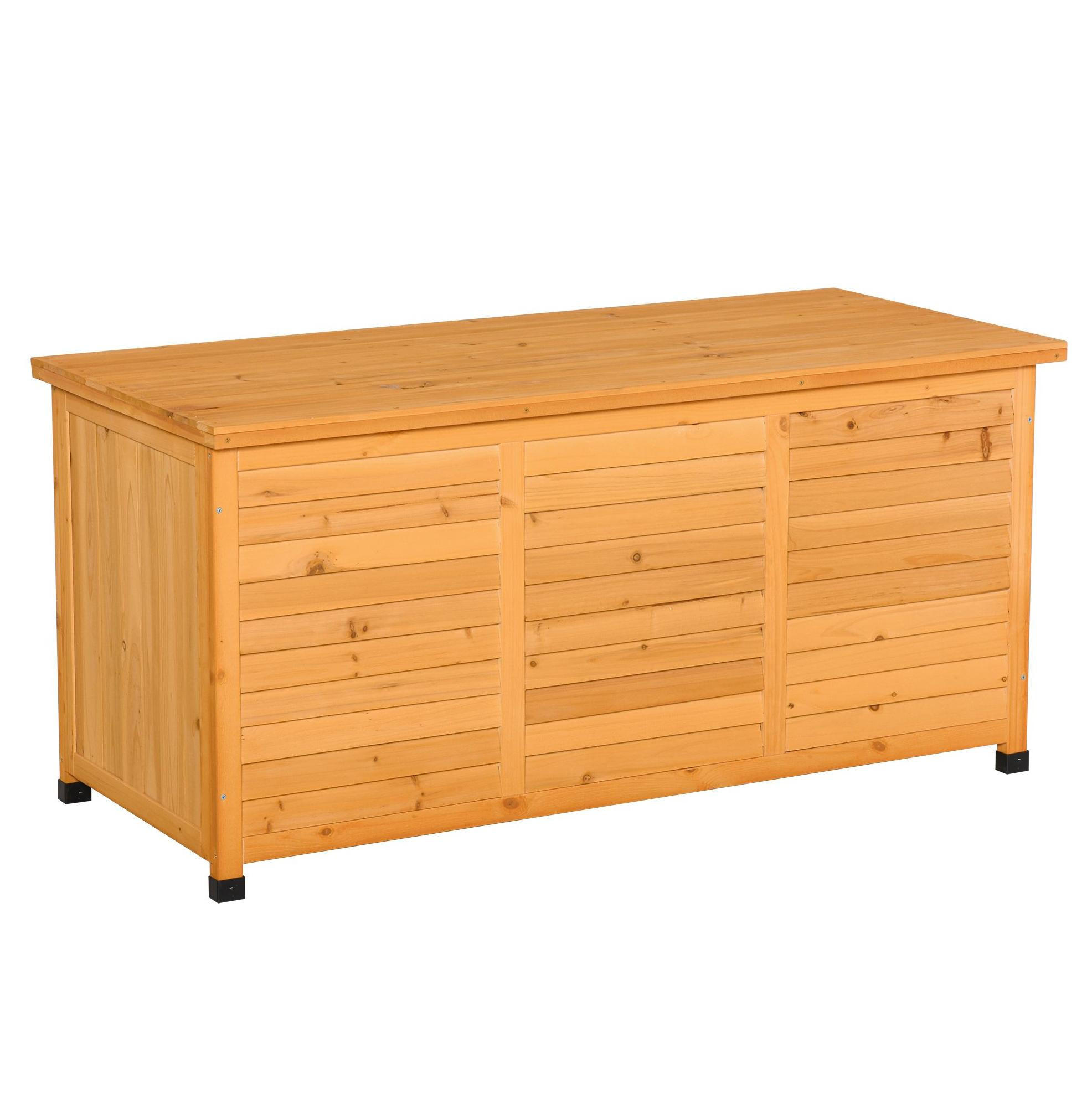 GARTENBOX 127/56/60 cm aus Fichtenholz mit aufklappbarem Deckel und viel Stauraum, Gelb - Gelb, Holz (56/60/127cm) - Redom