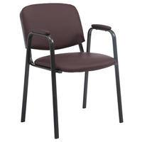 BESUCHERSTUHL Lederlook braun - Schwarz/Braun, Textil/Metall (53/79/55cm) - CLP