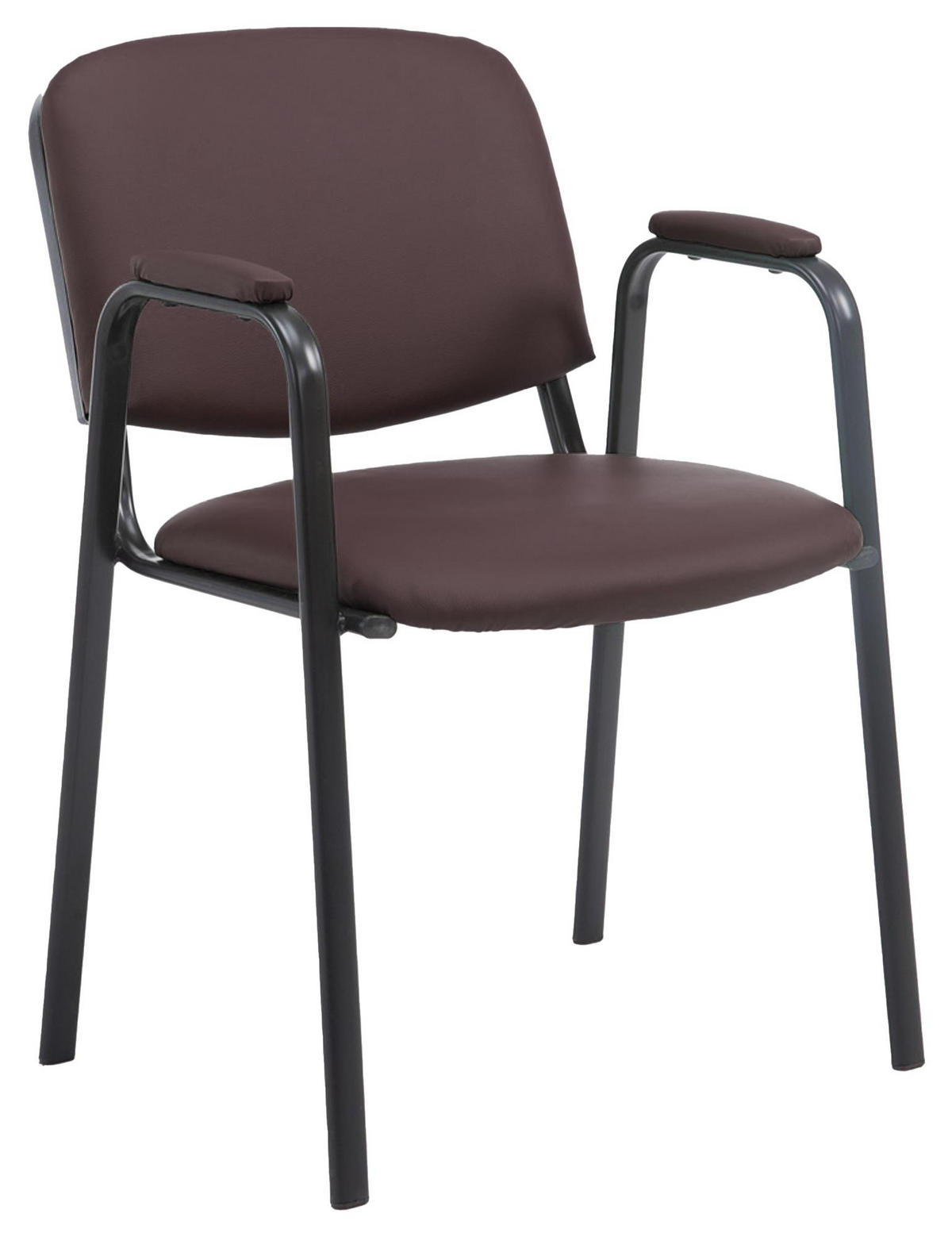 BESUCHERSTUHL Lederlook braun - Schwarz/Braun, Textil/Metall (53/79/55cm) - CLP
