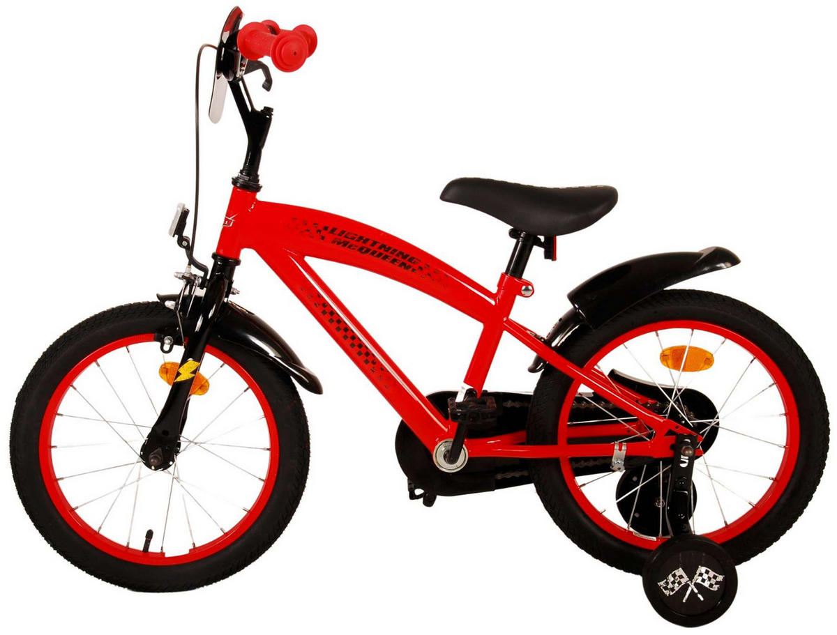 KINDERFAHRRAD Disney Cars - Jungen - 16 Zoll - Rücktritt + Handbremse - Rot - Rot, Metall (45cm) - TPFSports