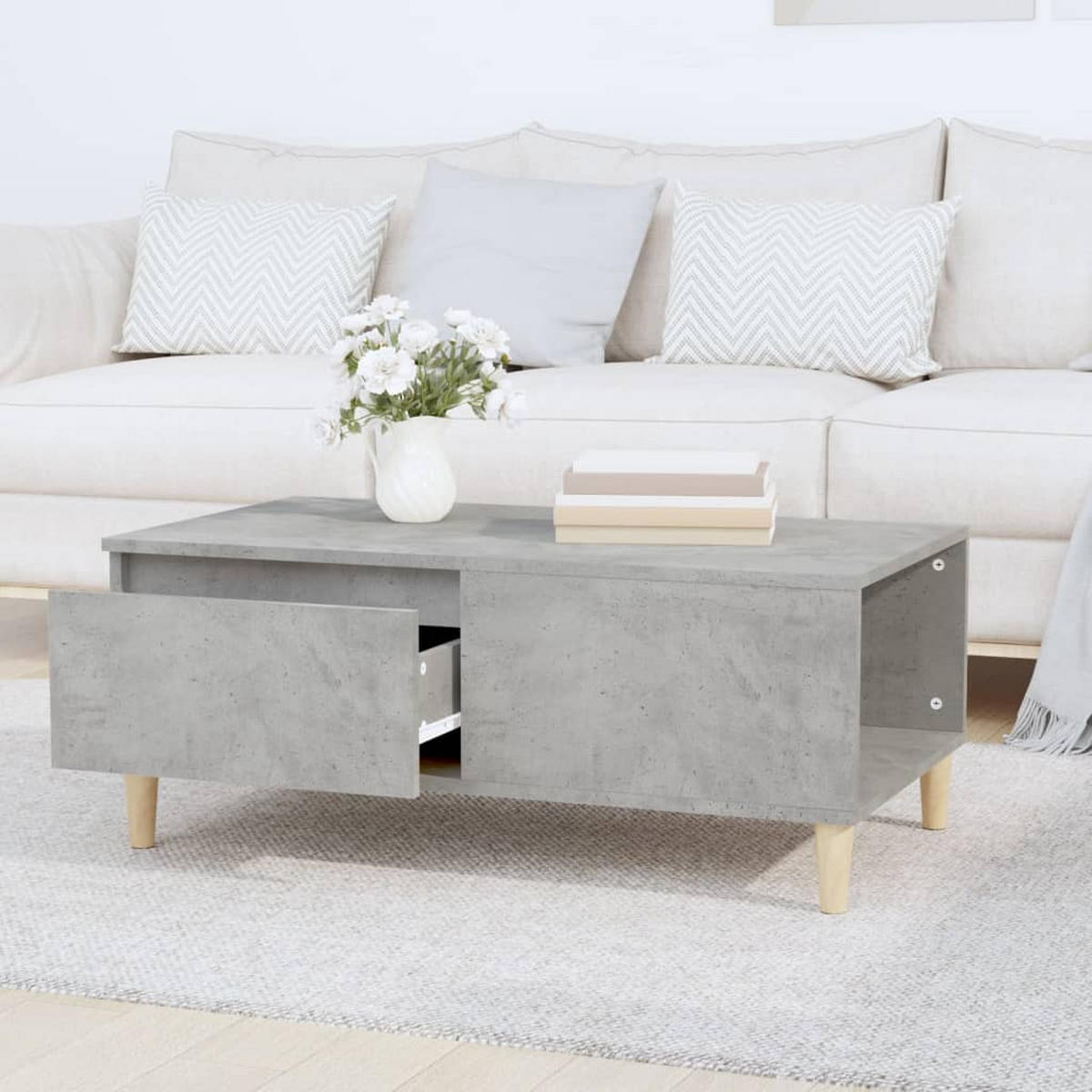 COUCHTISCH Betongrau 90x50x36,5 cm Holzwerkstoff - Grau, Holzwerkstoff (90/50/36.5cm) - furnicato