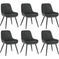 ESSZIMMERSTUHL 6er-Set, Polsterstuhl, Samt, Dunkelgrau - Dunkelgrau/Schwarz, Textil/Metall (52.5/81.5/62cm) - Woltu