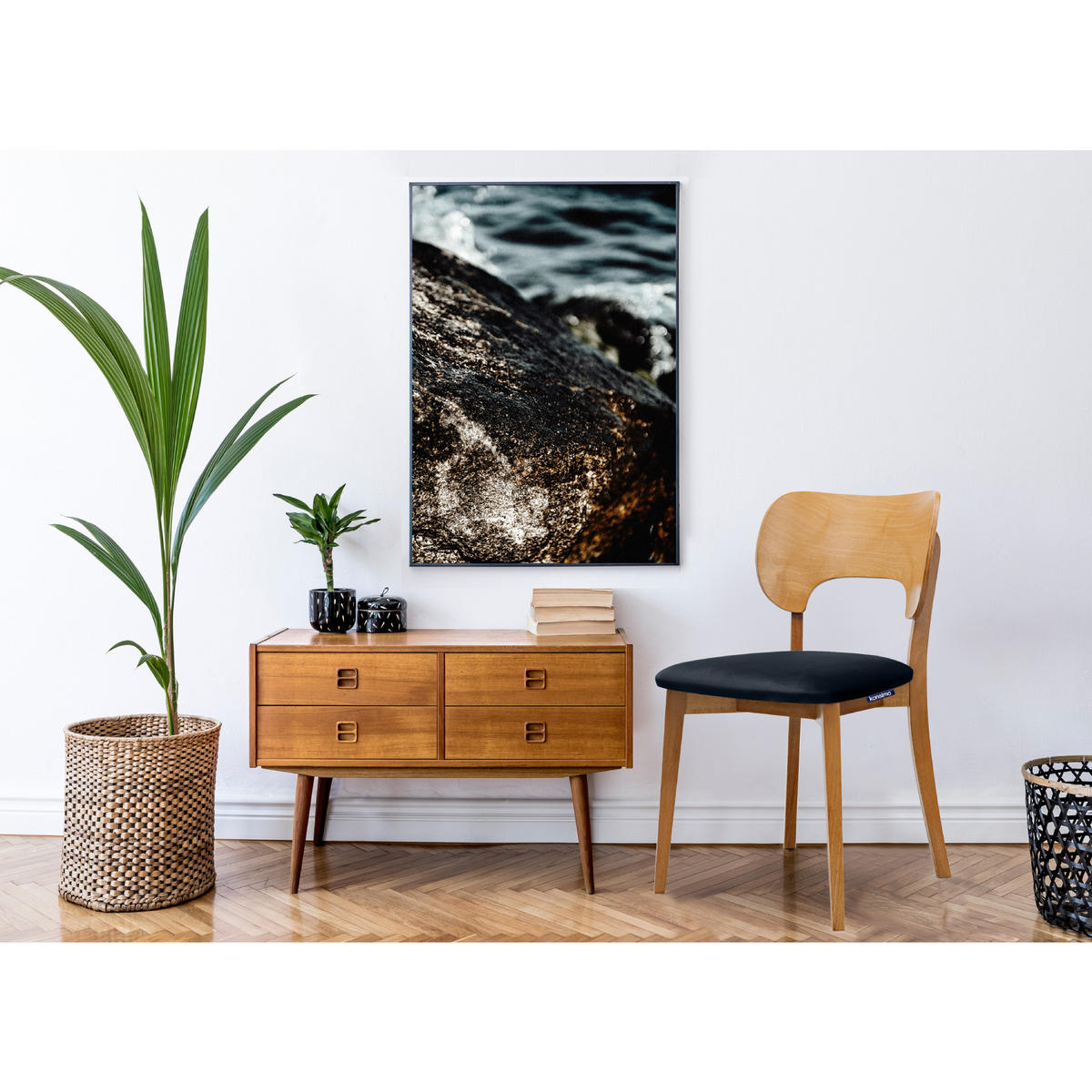 ESSZIMMERSTÜHLE LYCO (2er-Set), marineblau / Eiche hell - Blau/Eichefarben, Holz/Buchenholz (47/81/45cm) - KONSIMO®