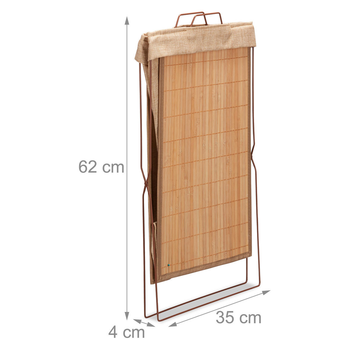WÄSCHEKORB - Hellbraun, Holz/Textil (38/61/22cm) - Relaxdays