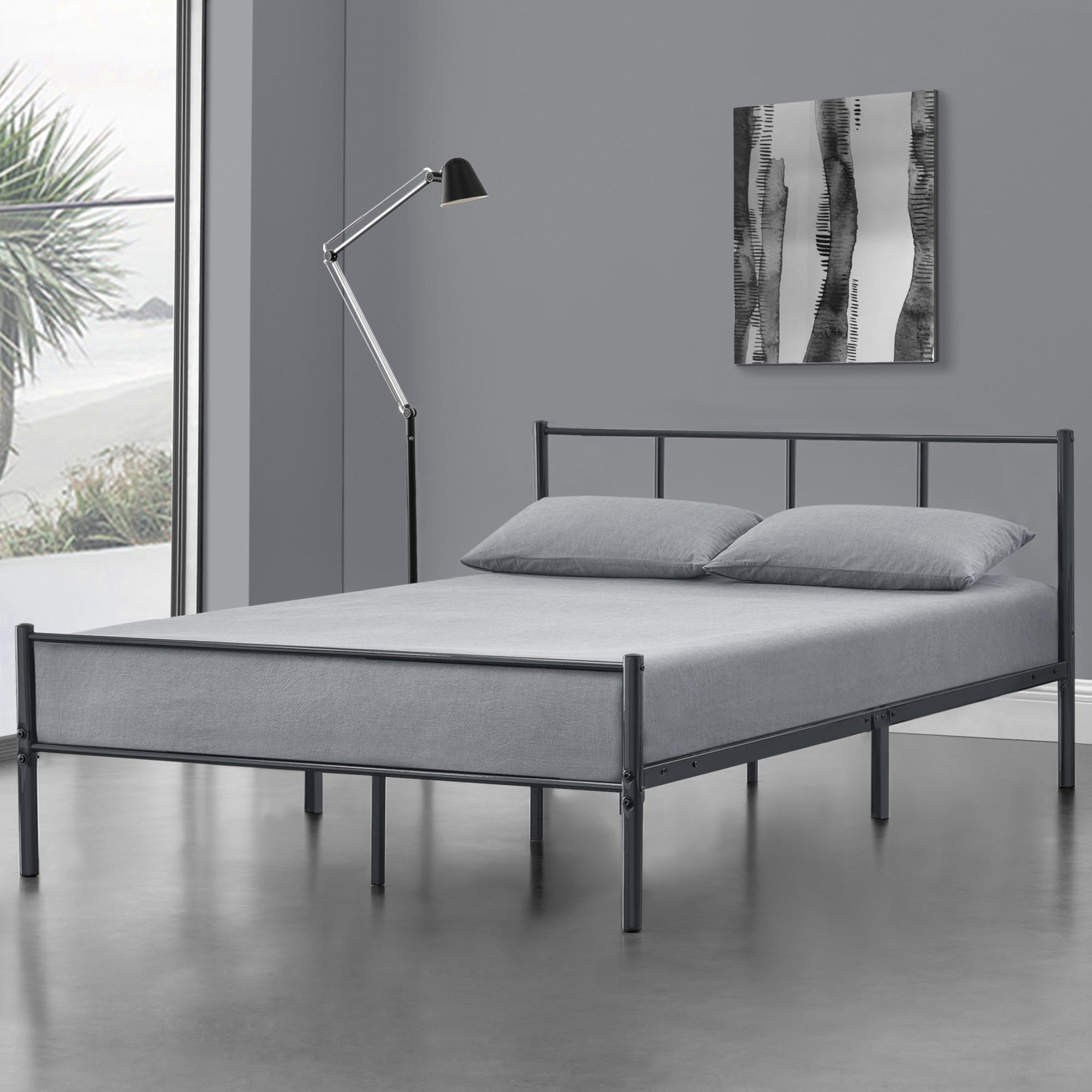 METALLBETT Laos - Dunkelgrau, Metall (120/200cm) - [en.casa]