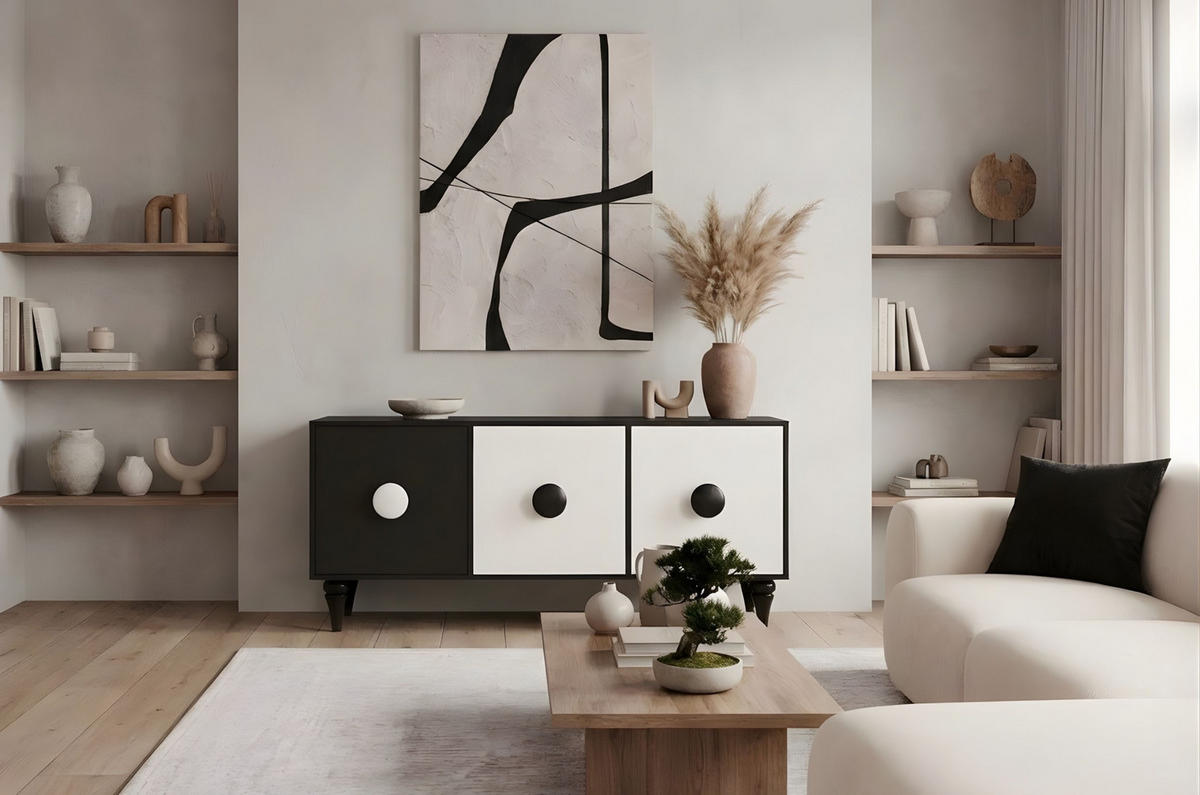 SIDEBOARD Paradis, Schwarz/Weiß - Schwarz, Holzwerkstoff (158.4/74/45cm) - Dancan