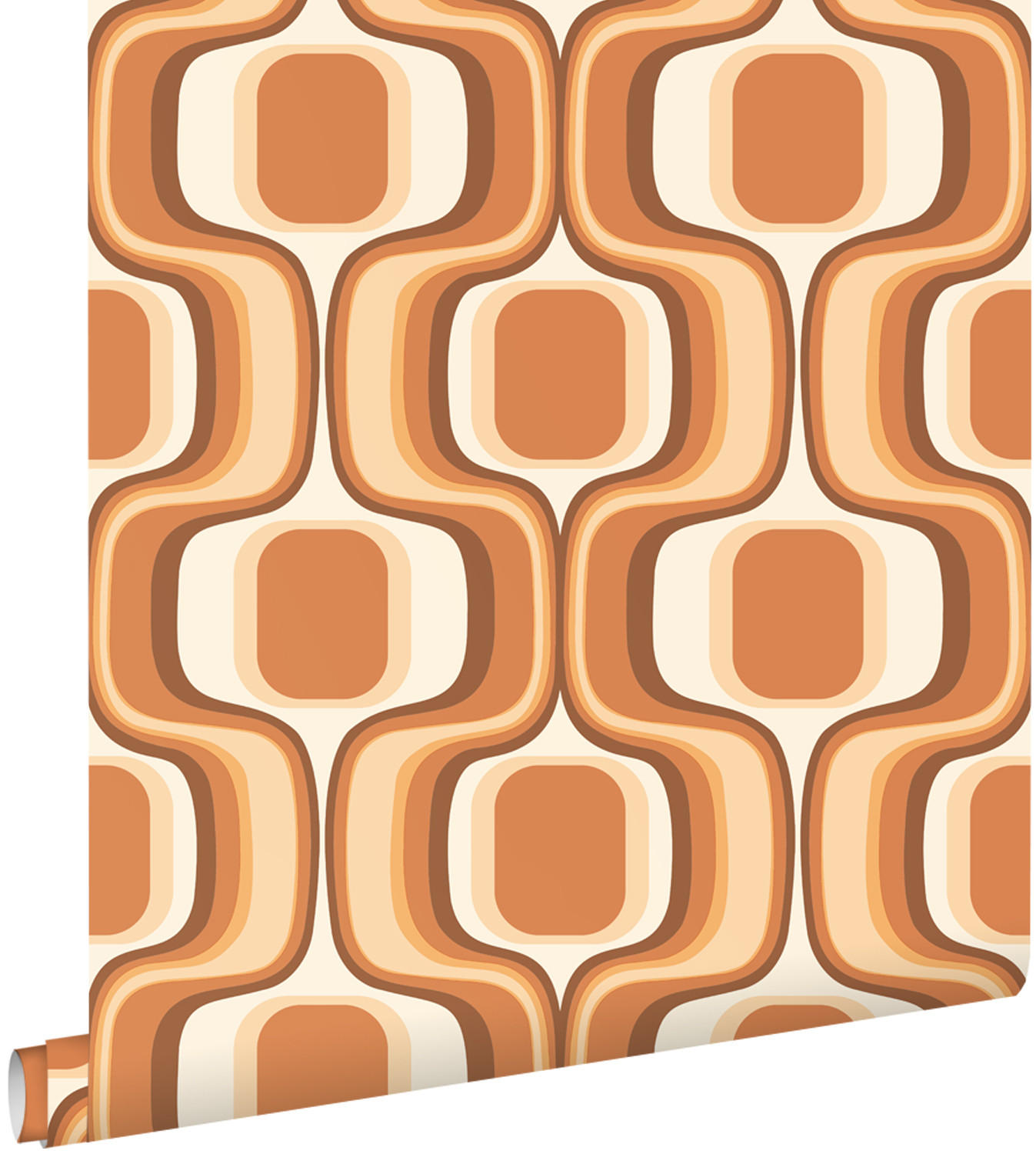 TAPETE Retro-Ornamente 50 x 900 cm - Orange, Papier (50/900cm) - ESTAhome