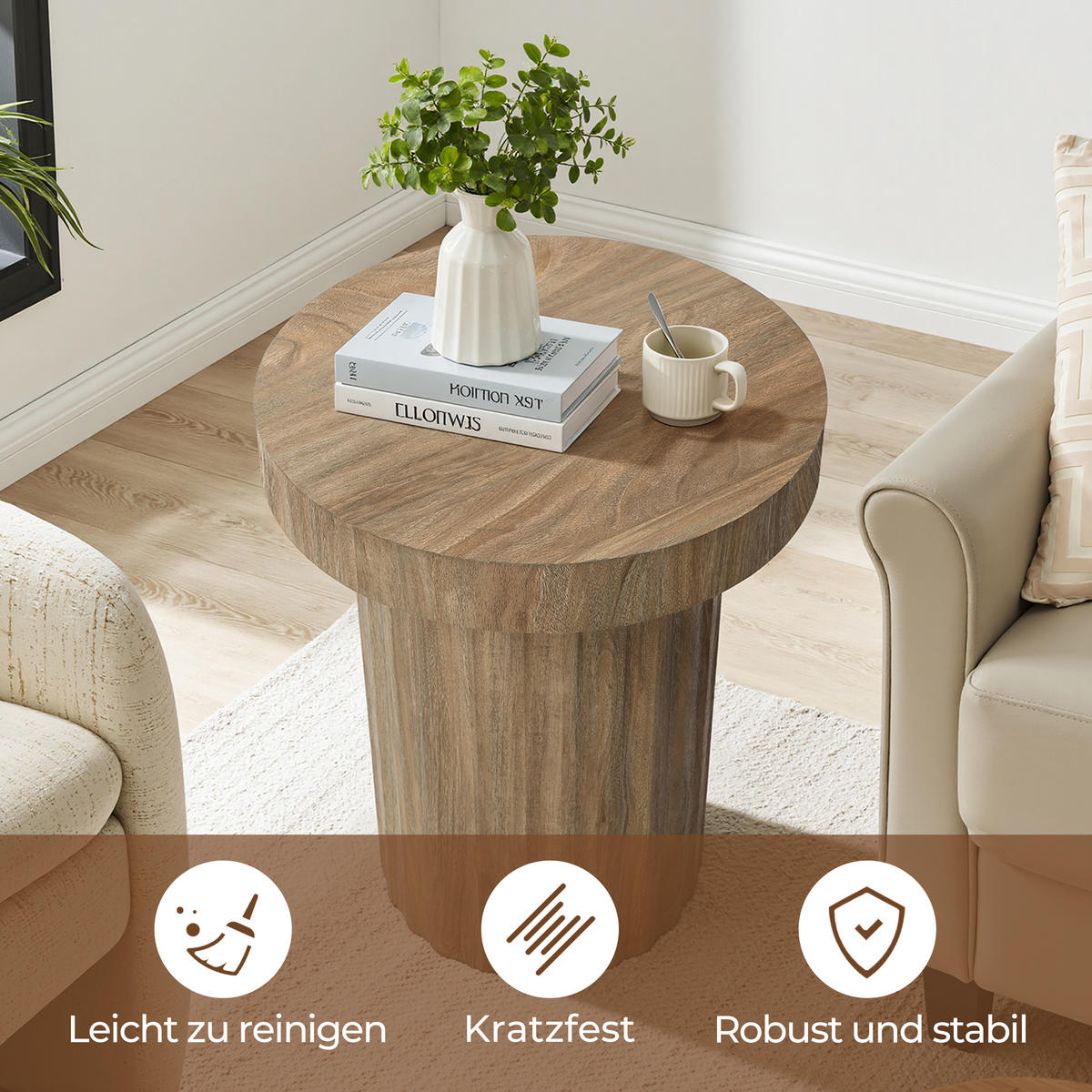 BEISTELLTISCH, Ø40 cm X H50 cm - Naturfarben, Holz (40/40/50cm)