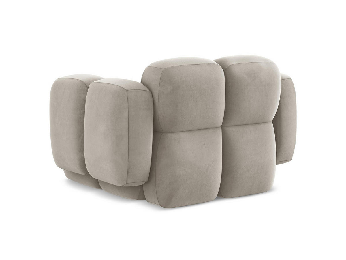 SESSEL Samt Stoff Grau - Taupe/Schwarz, Holzwerkstoff/Kunststoff (120/72/115cm) - Makamii