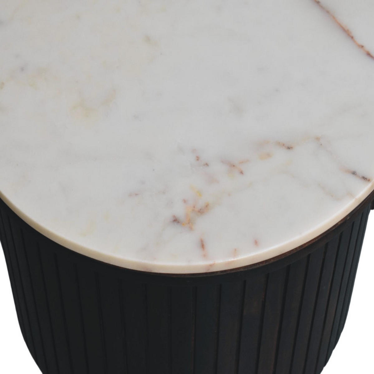 COUCHTISCH mit Samt-Mokka-Finish, Marmor, weiß und dunkelbraun - Dunkelbraun, Holz (82/82/42cm) - Artisan Furniture