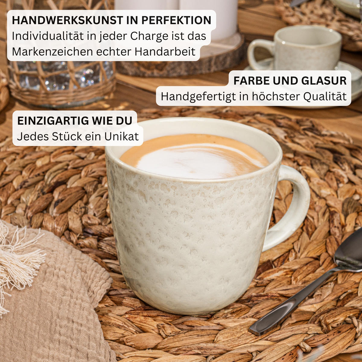 KOMBISERVICE KEY WEST - 24 teilig aus Steingut - Creme, Stein (50/30/80cm) - Sänger