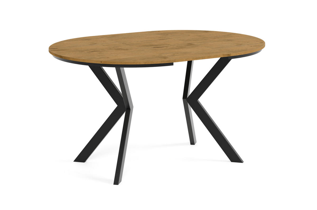 ESSTISCH EVO mit Felge - Alteiche/Schwarz, Holzwerkstoff/Metall (90/90/76cm) - Meblini