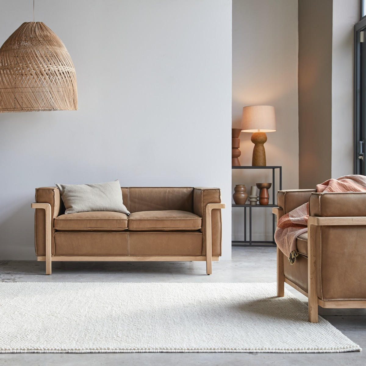SOFA Cobbelwood Braun aus Leder - Braun, Leder (156/70/77cm) - Tikamoon