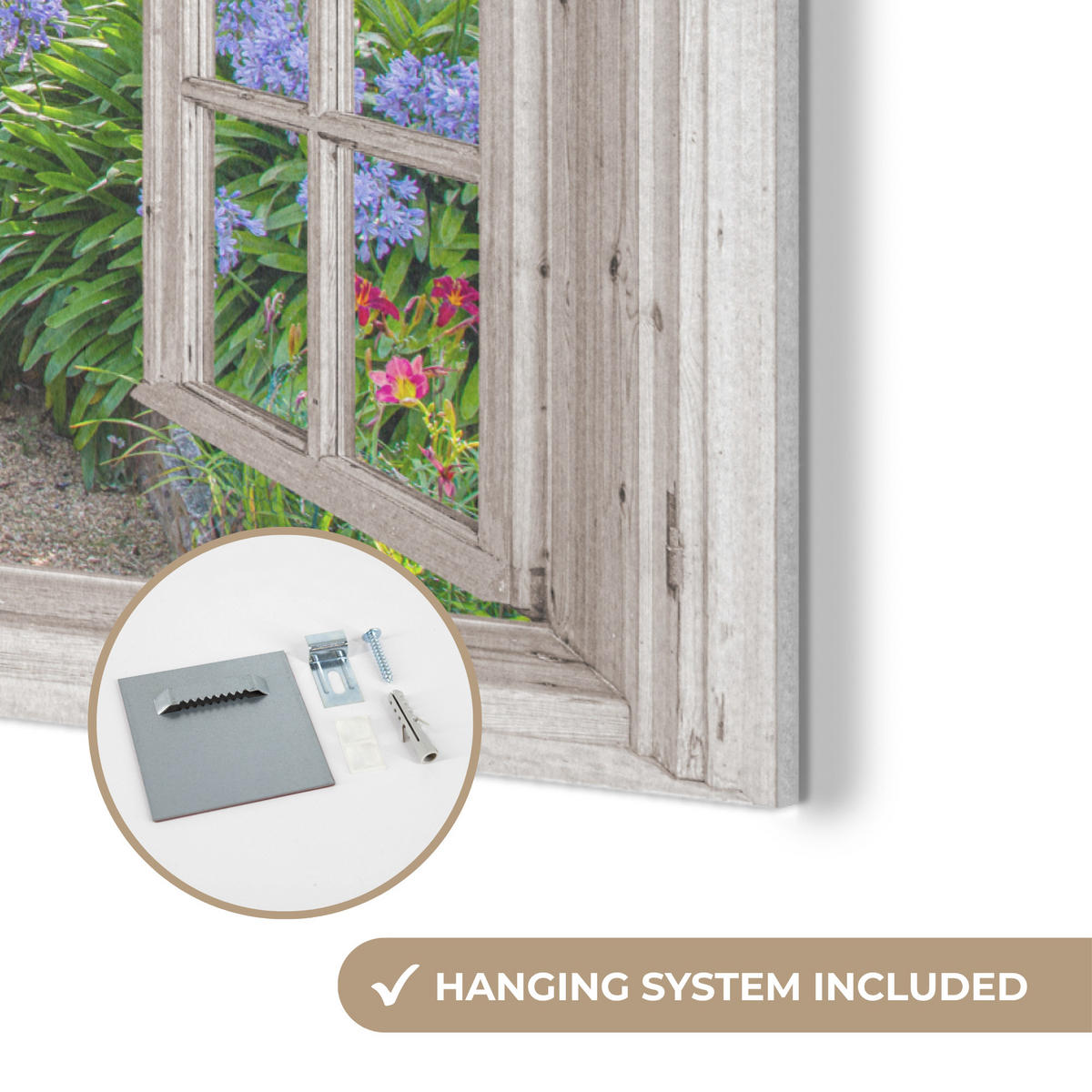 AKUSTIKBILD Hortensie - Durchsichtig - Blumen - Sommer - Lila - Weg Gemälde 80x60 cm - Lila, Textil (80/60/0.9cm) - MuchoWow