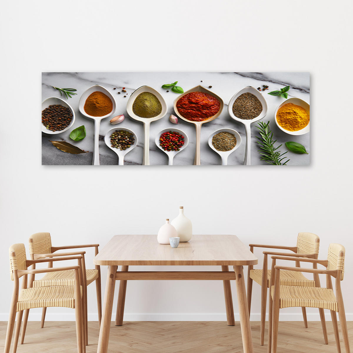 WANDBILD aromatische gewürze für die küche - Multicolor, Textil (90/30cm) - Feeby