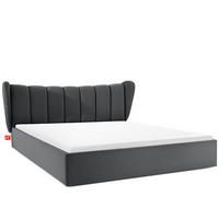 POLSTERBETT GIZO, Muschel-Design - Dunkelgrau/Schwarz, Holz/Holzwerkstoff (202/204cm) - KONSIMO®