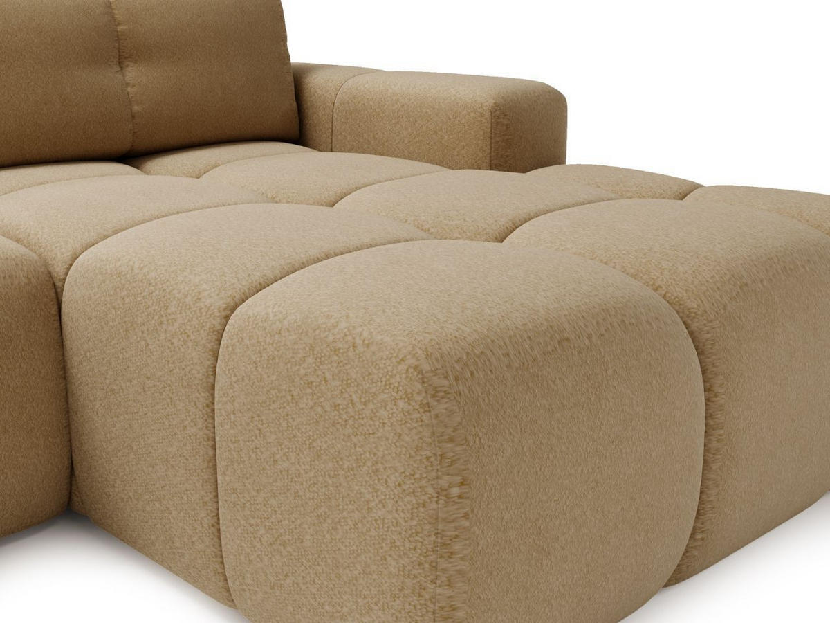 ECKSOFA Montero Bouclé-Stoff Hellbraun Rechts - Hellbraun, Holz/Textil (280/177cm) - Graingold