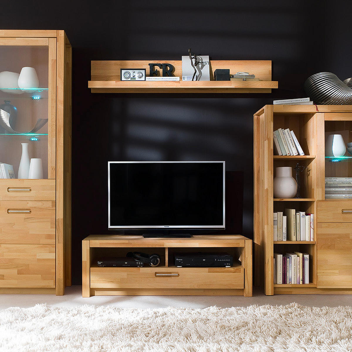 TV-LOWBOARD - Kernbuche massiv - Kernbuche, Holz (125/43/46cm) - home24