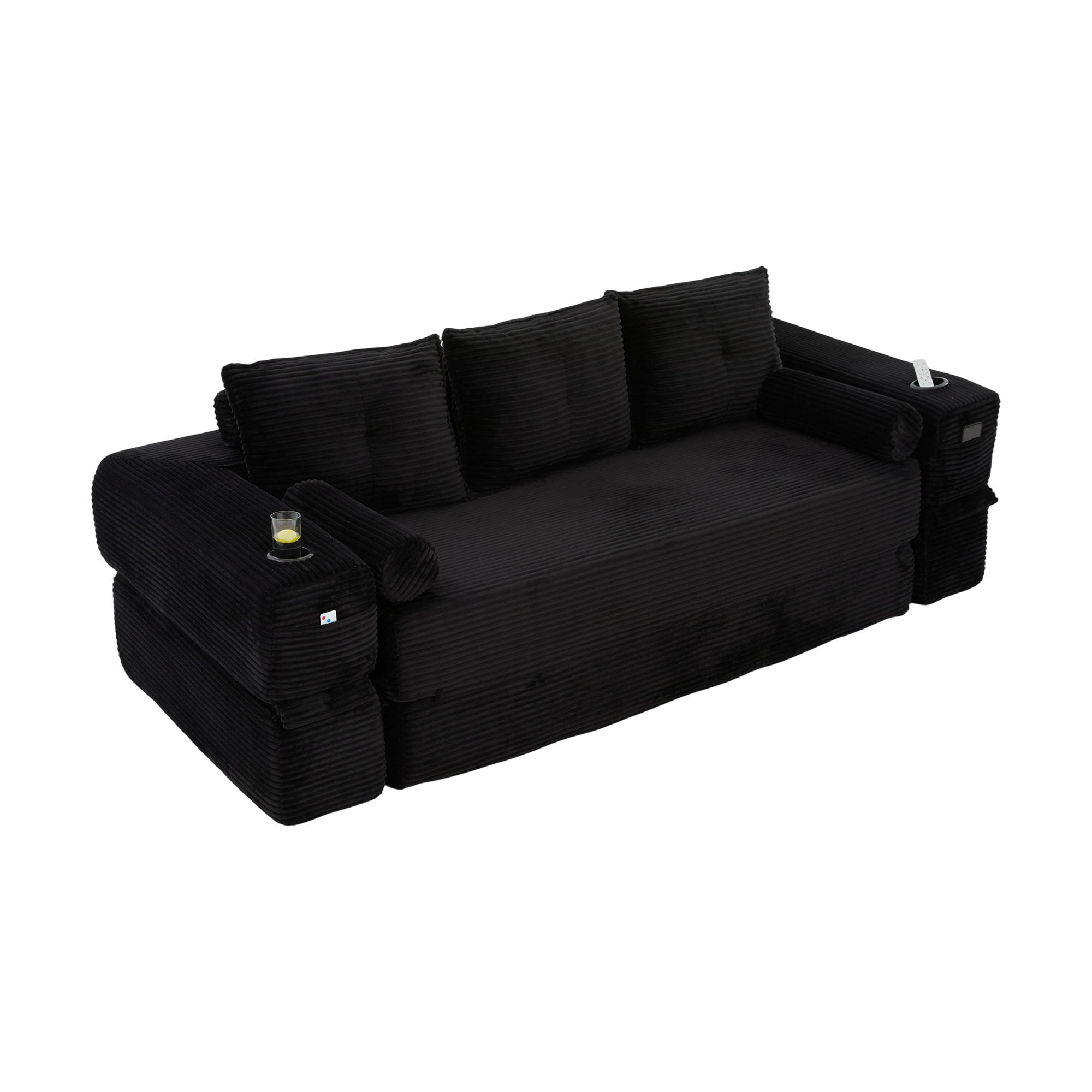 Evryae Schlafsofa Schwarz 232x80x98 cm