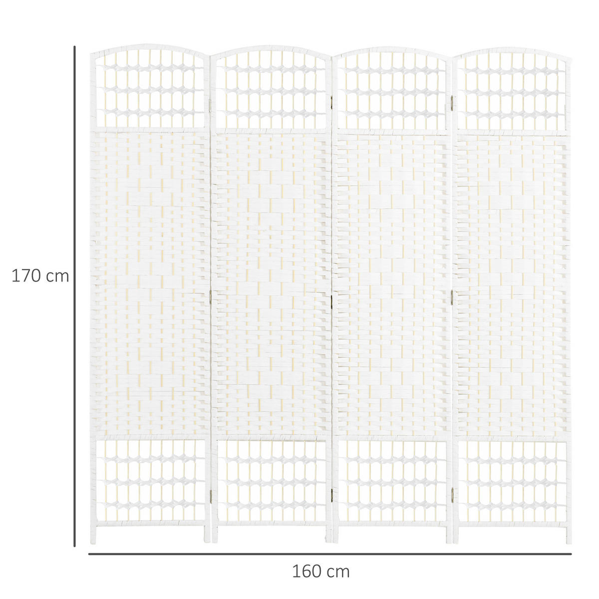 PARAVENT 4 TLG. Faltbar aus Wellenfaser Weiß - Weiß, Holz (1.5/170/160cm) - HOMCOM
