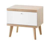 NACHTTISCH weiß, Eiche Riviera, Nachtkommode skandinavisch, 54 x 50 cm - Eichefarben/Weiß, Holz/Holzwerkstoff (40/50/54cm) - Furn.Design