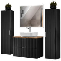 BADMÖBEL-SET 4-TLG. Adelaide-56 - Schwarz, Holzwerkstoff (180/200/47cm) - Lomado