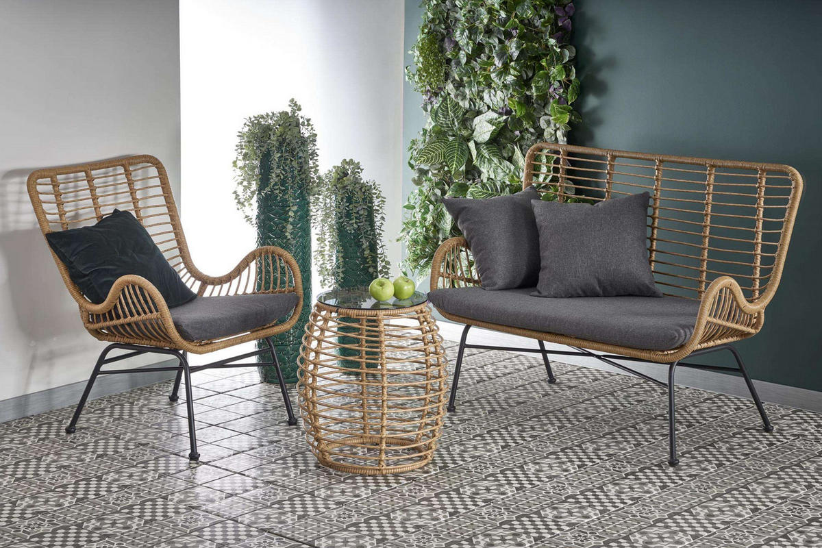 GARTENSOFA ABLA Boho, braun/grau - Braun/Grau, Kunststoff (96/70/120cm) - KONSIMO®