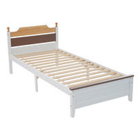 BETT 90/200 cm in Weiß mit Kopf- und Fußteil - Weiß/Braun, Holzwerkstoff (90/200cm) - WISHDOR