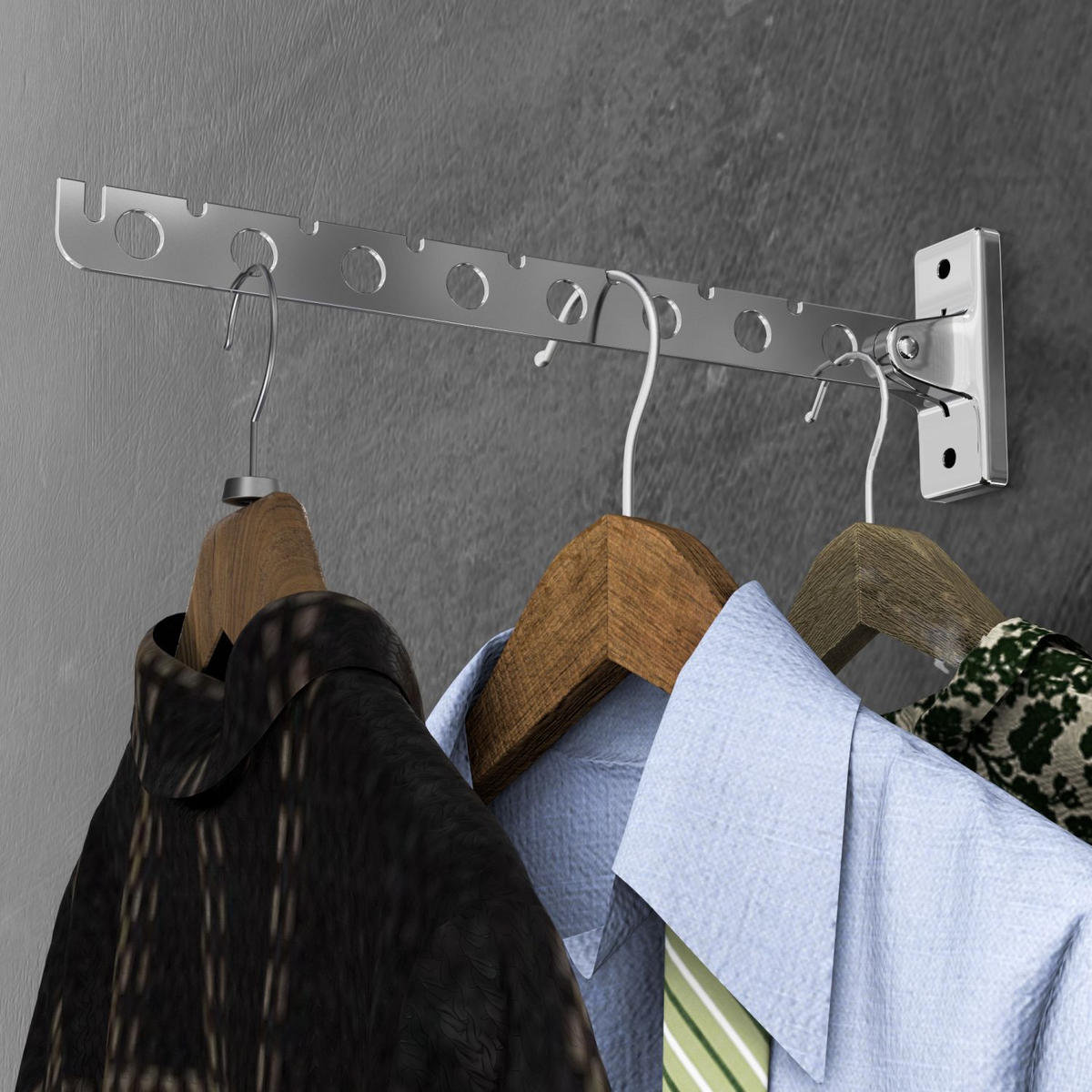 KLEIDERSTANGE Garderobenhaken 30cm Länge - Silberfarben, Metall (31cm) - Intirilife