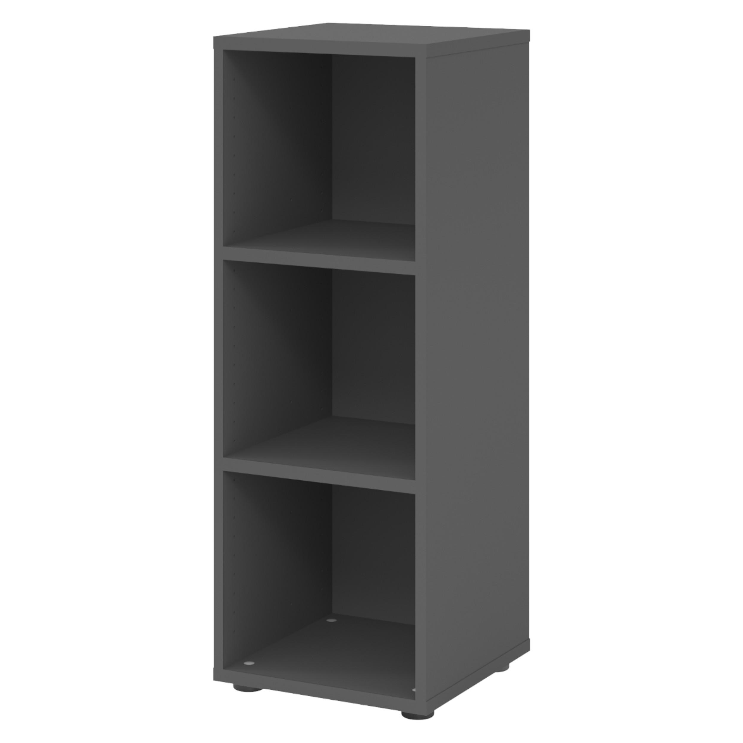REGAL - 3 Ordnerhöhen 40/40/110 cm in Graphitfarben - Graphitfarben, Holzwerkstoff (40/110/40cm) - bümö