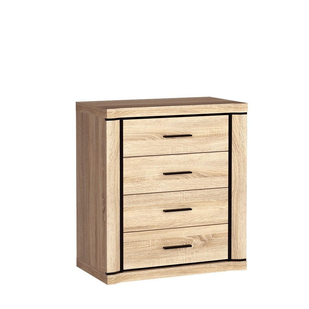 KOMMODE MALAGA 80,5/91/45cm mit 4 Schubladen Türen Sonoma Eiche - Sonoma Eiche, Holzwerkstoff (80.5/91/45cm) - MASSENO