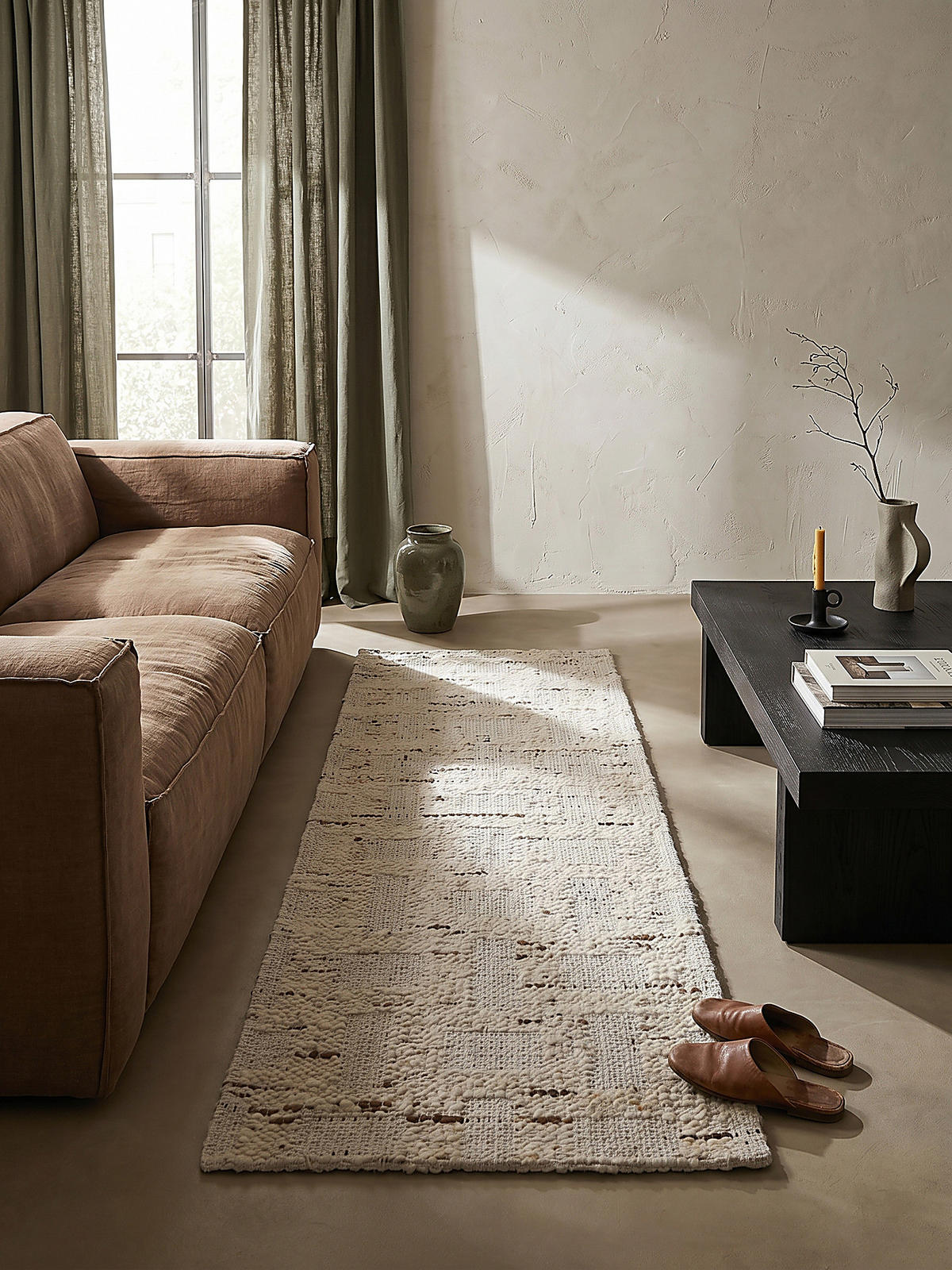 WOLLTEPPICH handgewebt ELIN, geometrisch, Natur, 80 x 300 cm - Beige, Textil (300/80cm) - KADIMA DESIGN