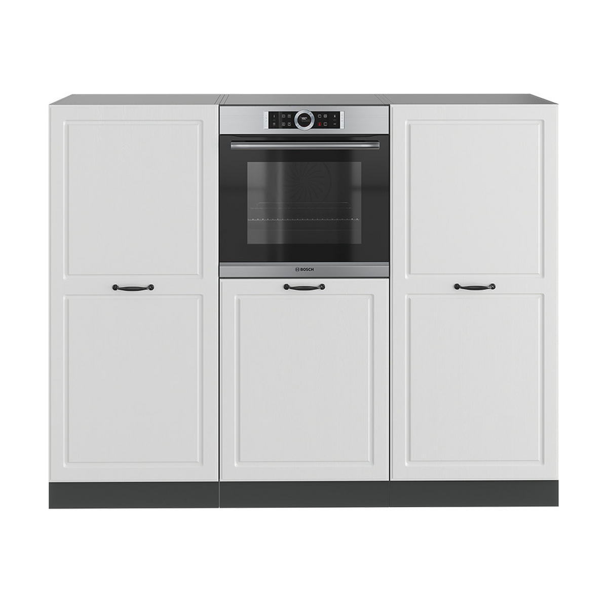 KÜCHENBLOCK R-Line Weiß Landhaus/Anthrazit 180 cm ohne AP - Anthrazit/Weiß, Holzwerkstoff (180/81.6/46cm) - Vicco