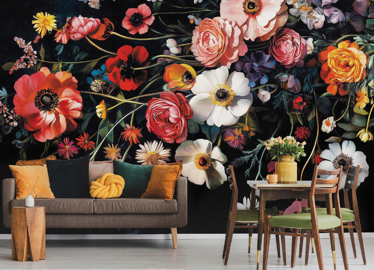 FOTOTAPETE Bulumen Blumenwiese Wohnzimmer Vlies Tapete 300x210 - Multicolor, Papier (300/210cm) - Wallarena